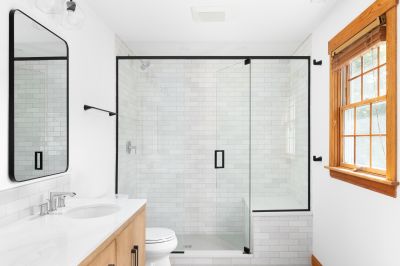 Glass Shower with Black Frame